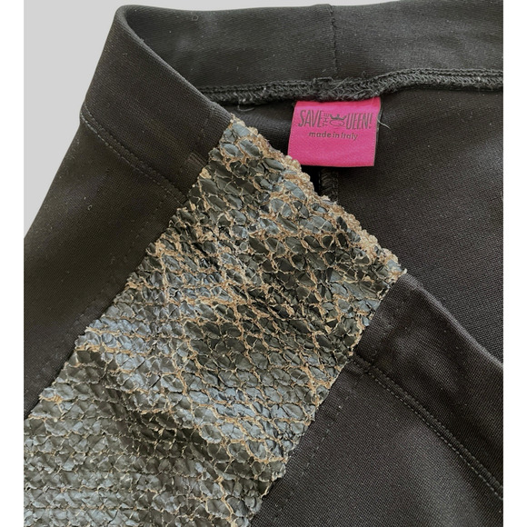 SAVE THE QUEEN Women's Size Small Black Textured Panels Pull-On Leggings Pants - Picture 2 of 9